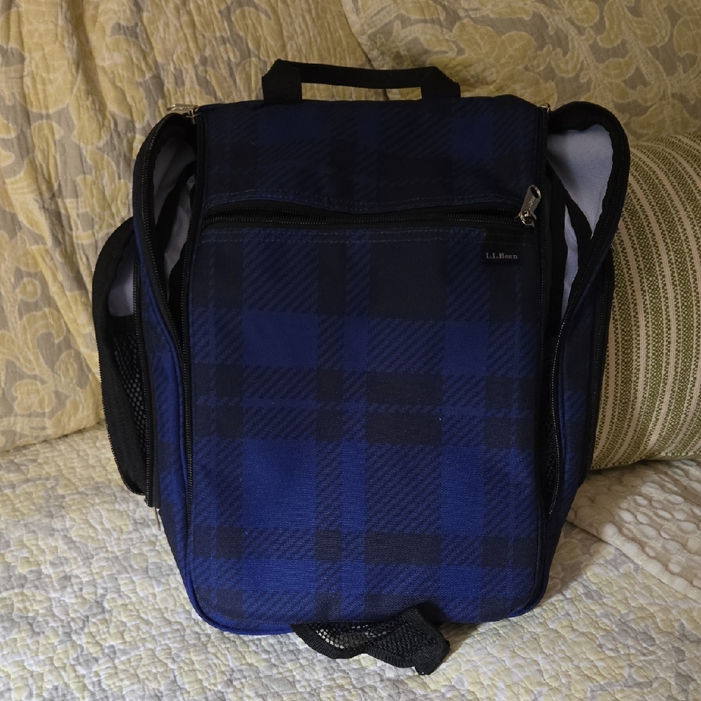 L.L. Bean Men's Blue Checkered Travel Bag